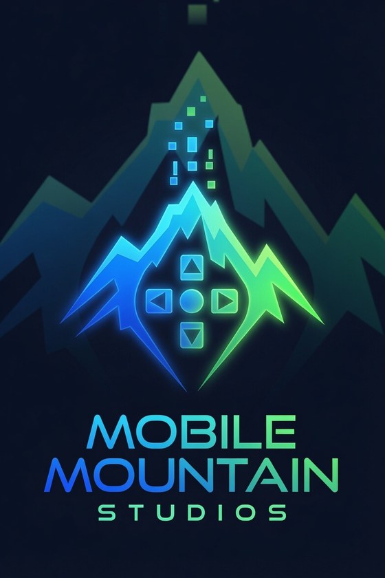 Mobile Mountain Studios logo — a blue-to-green mountain mark with a game-controller D-pad at its heart, above the studio wordmark